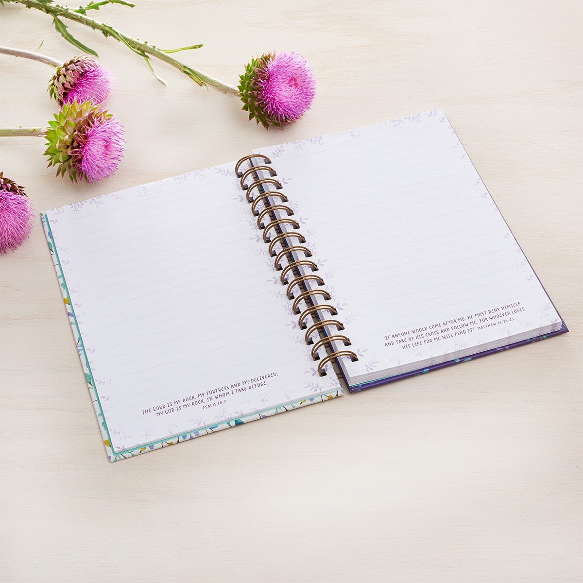 CAG JLW044 JOURNAL SPIRAL-BOUND PURPLE/WHITE FLORAL I CAN DO ALL THIS PHIL. 4:13