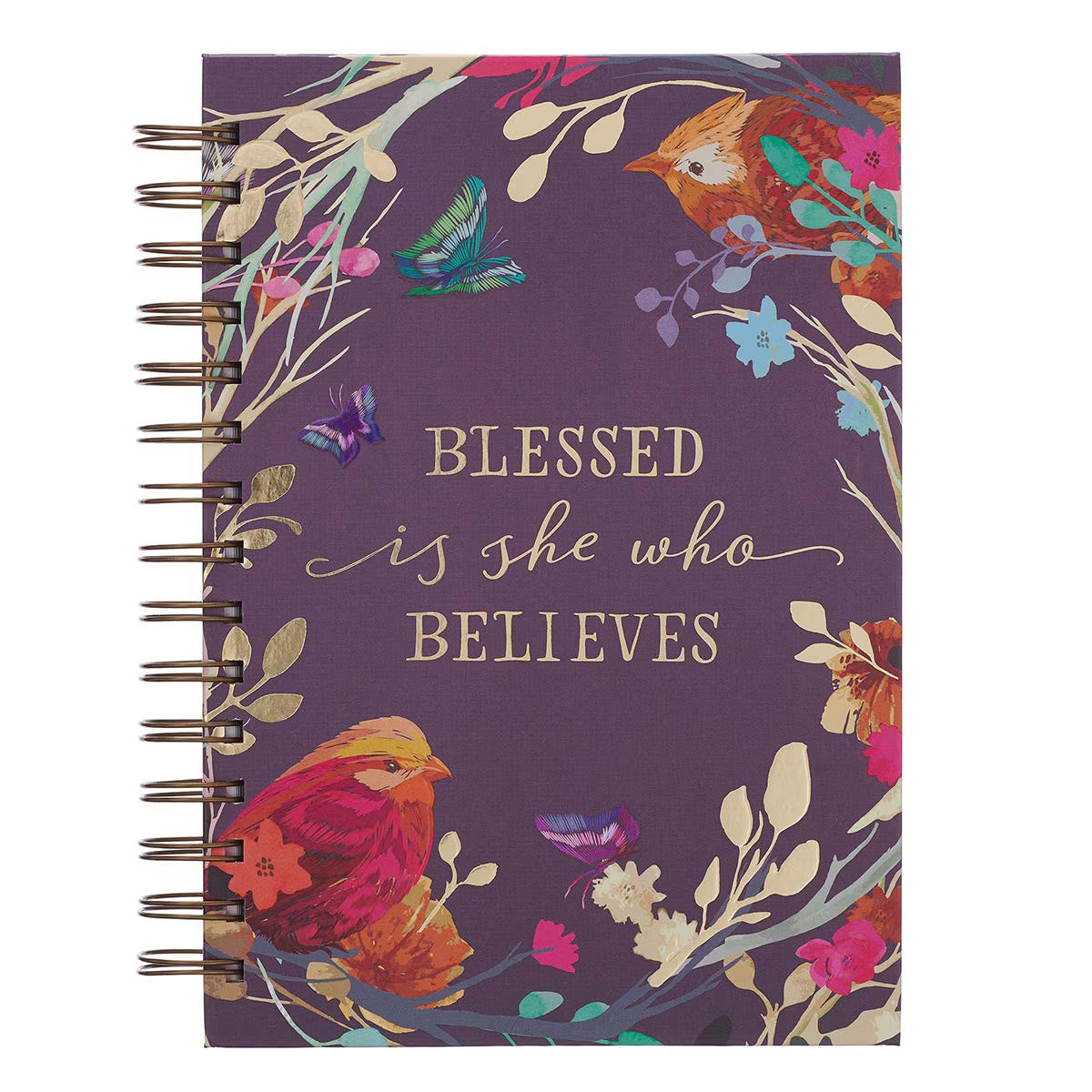 CAG JLW084 JOURNAL    SPIRAL-BOUND    LARGE    PURPLE BLESSED IS SHE