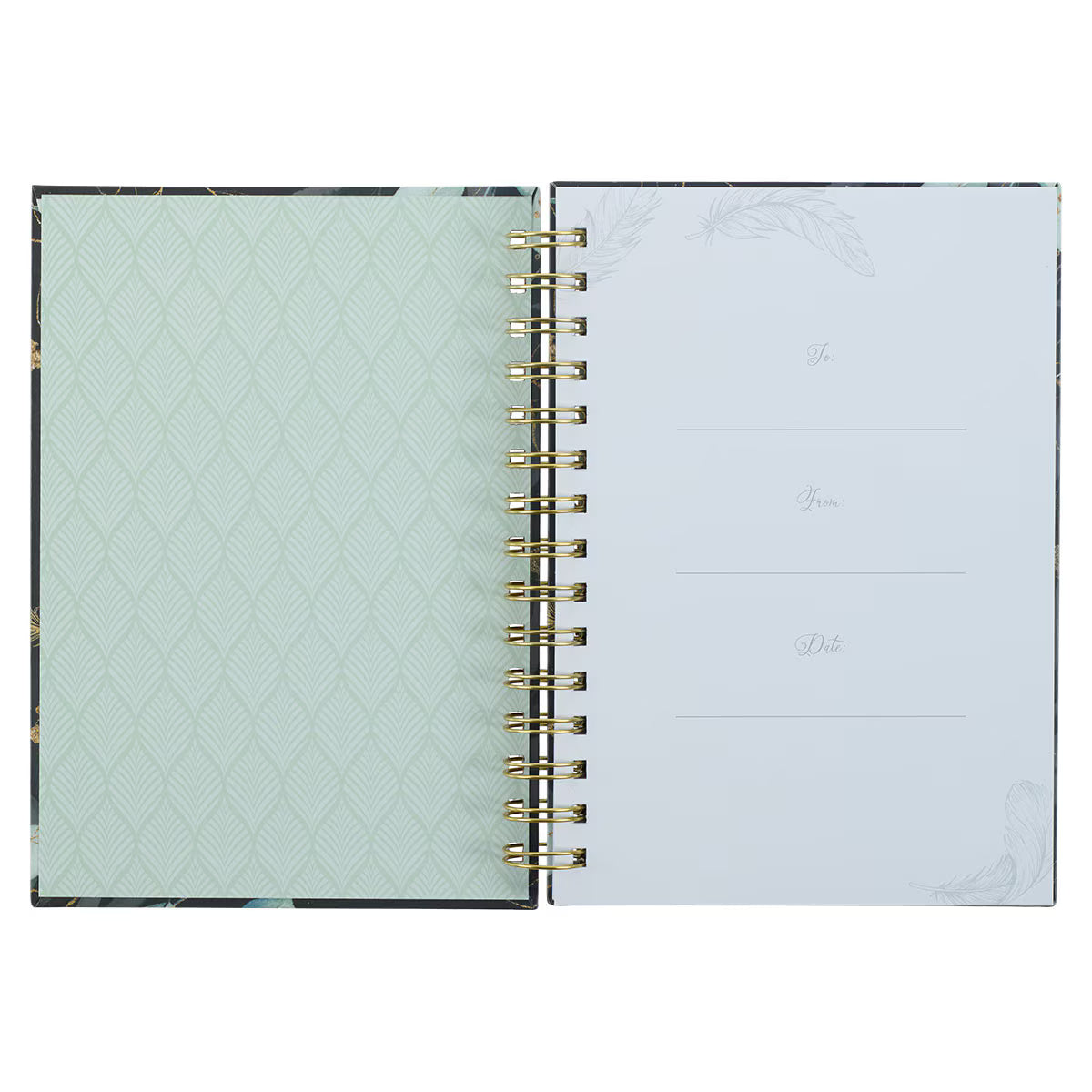 CAG JLW129 JOURNAL  SPIRAL-BOUND  BLACK  FEATHERS  HE WILL COVER YOU PS, 91:4