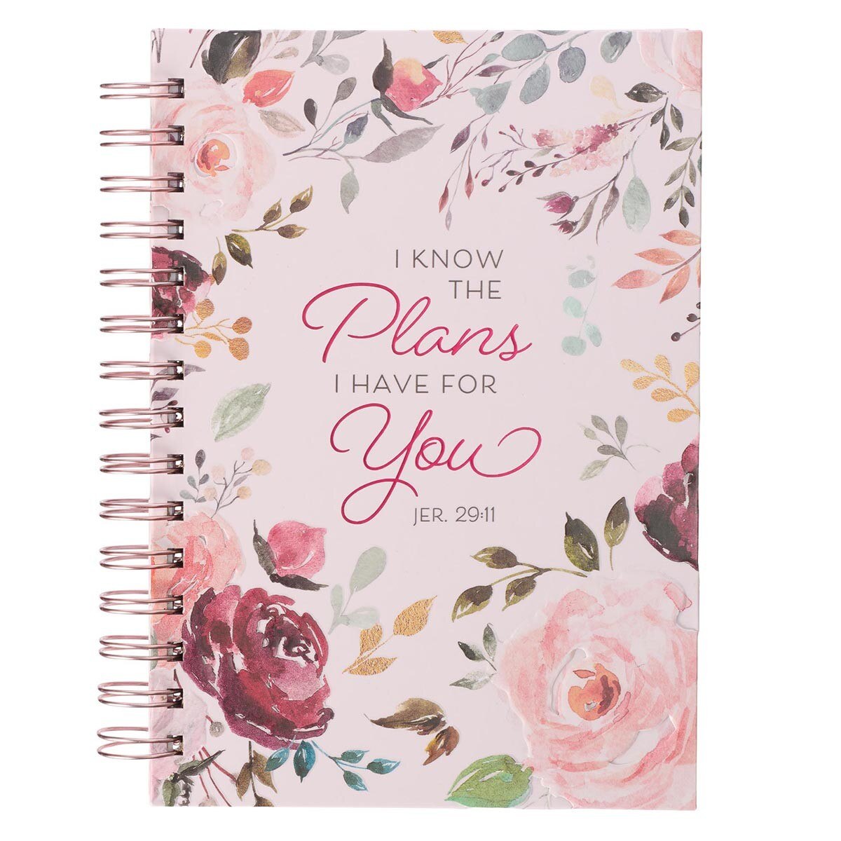 CAG JLW132 JOURNAL  SPIRAL-BOUND  PINK  FLORAL  THE PLANS JER. 29:11