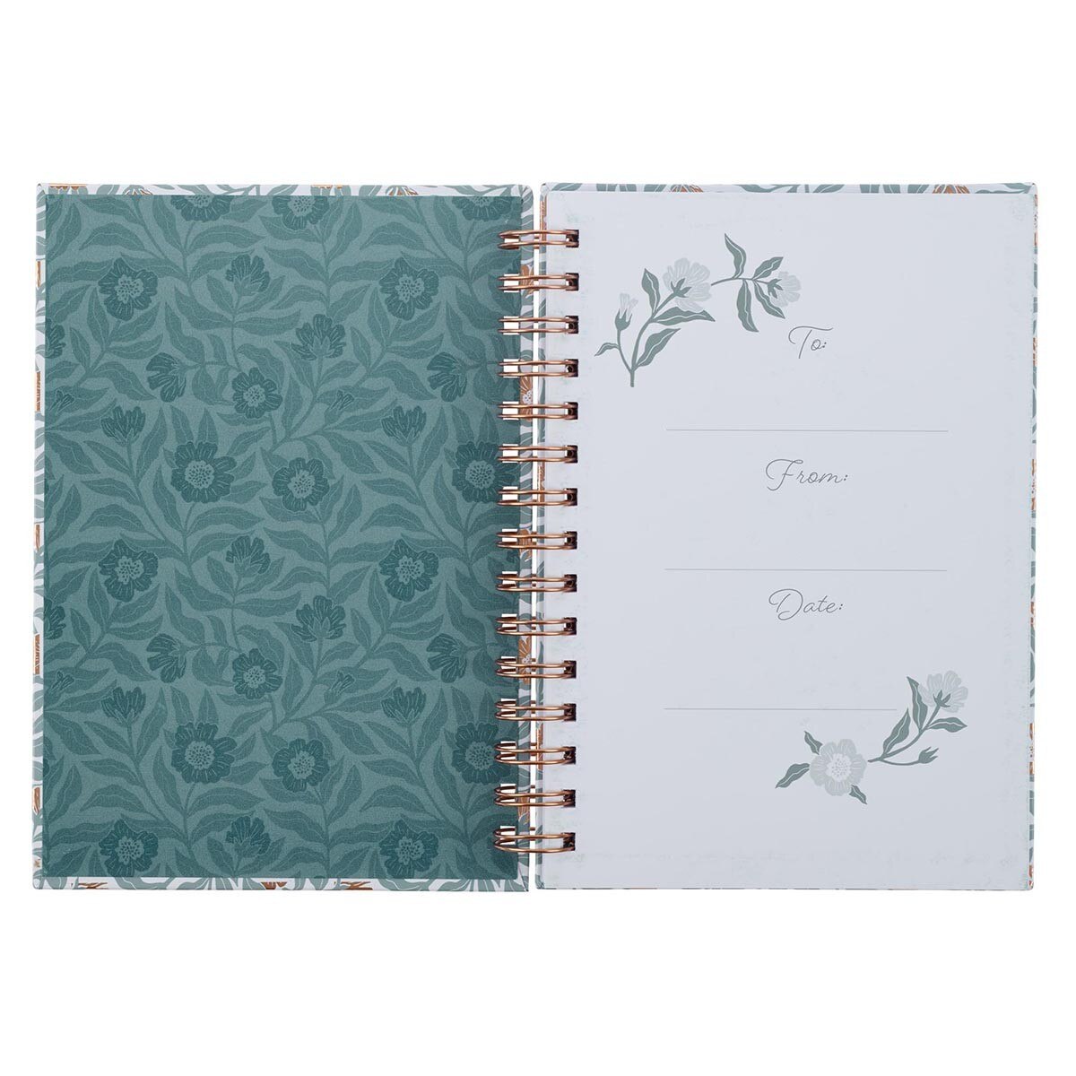 CAG JLW133 JOURNAL SPIRAL-BOUND WHITE/TEAL/GOLD MY GRACE 2 COR. 12:9