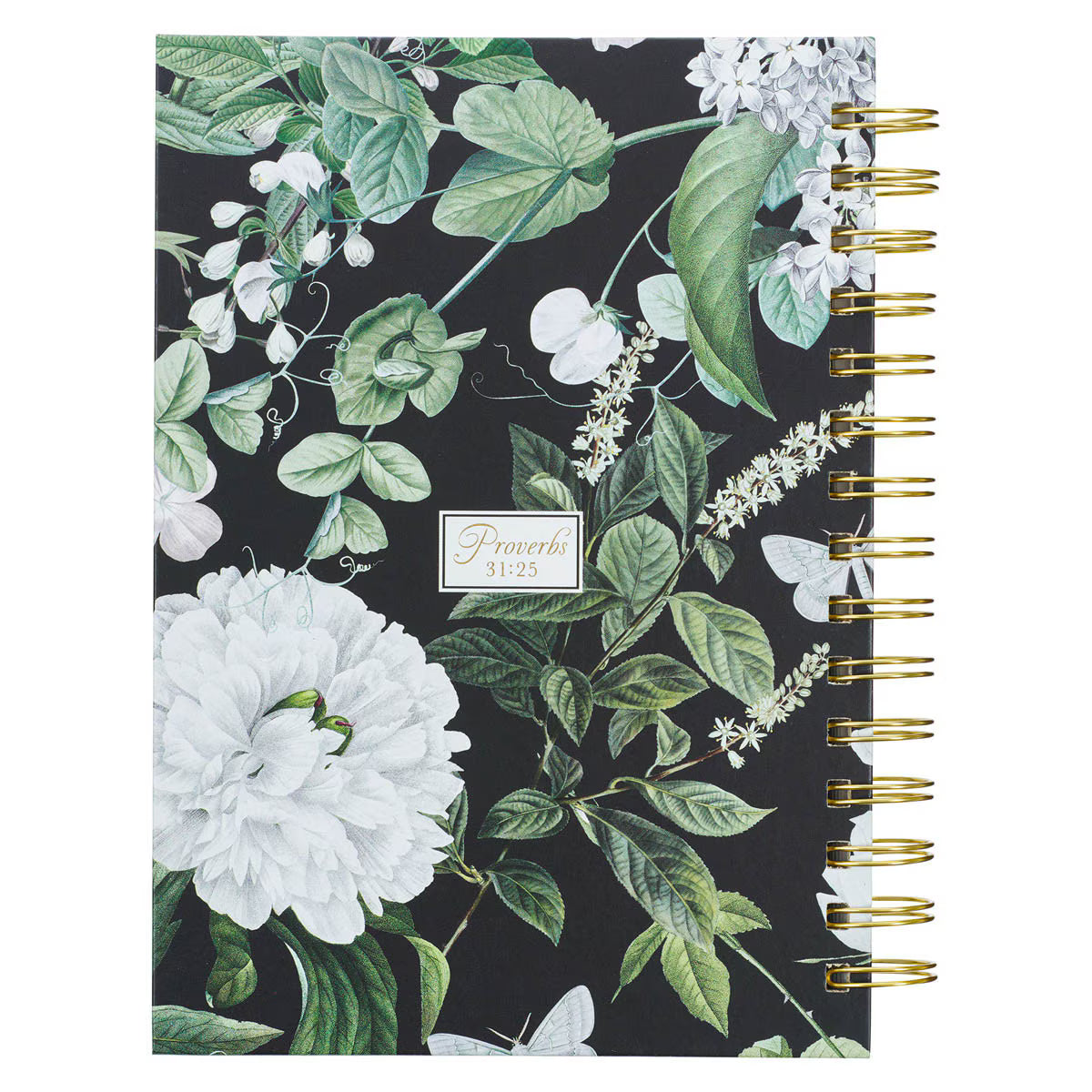 CAG JLW165 JOURNAL SPIRAL-BOUND BLACK FLORAL STRENGTH & DIGNITY PROV. 31:25