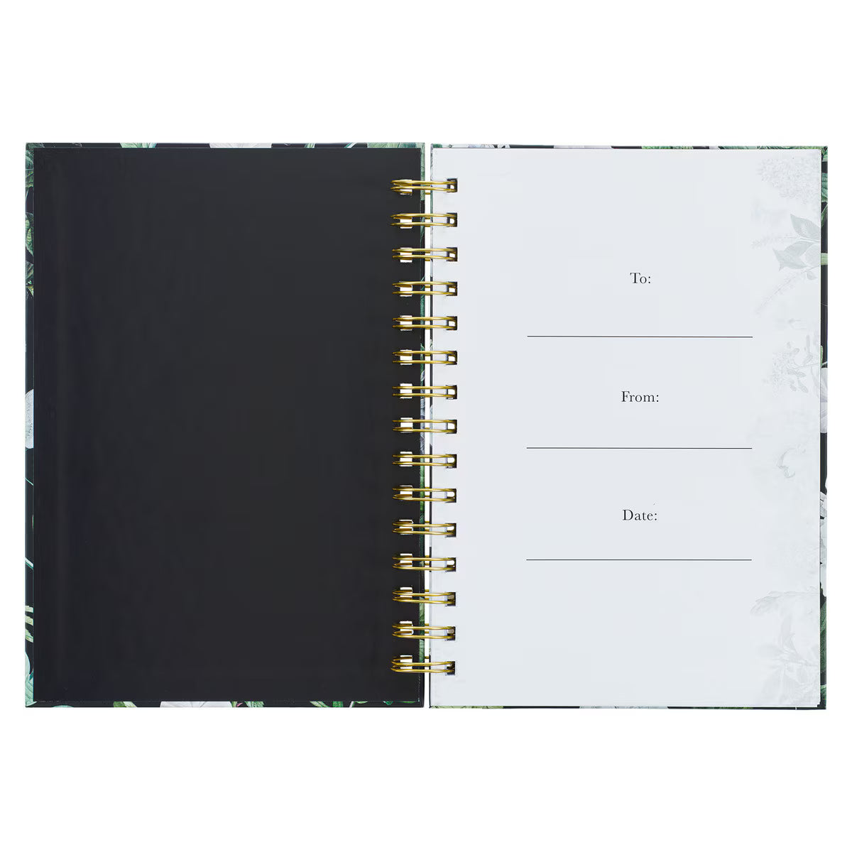 CAG JLW165 JOURNAL SPIRAL-BOUND BLACK FLORAL STRENGTH & DIGNITY PROV. 31:25