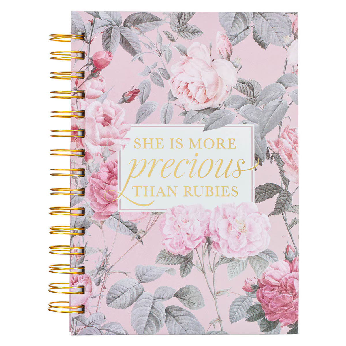 CAG JLW166 JOURNAL  SPIRAL-BOUND  PINK  FLORAL  MORE PRECIOUS THAN RUBIES PROV. 31:10
