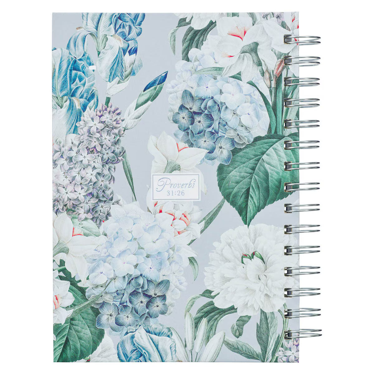 CAG JLW167 JOURNAL  SPIRAL-BOUND  BLUE  FLORAL  SHE SPEAKS WITH WISDOM PROV. 31:26