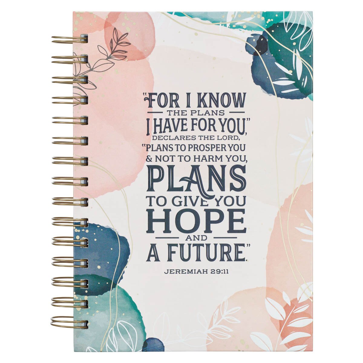 CAG JLW168 JOURNAL   SPIRAL-BOUND   WHITE   ABSTRACT/ LEAVES PLANS JER. 29:11