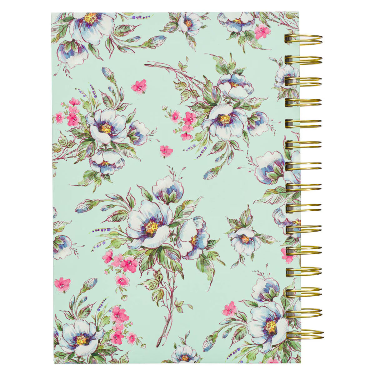 CAG JLW169 JOURNAL  SPIRAL-BOUND  CREAM/MINT  FLORAL GIVE THANKS PS. 107:1