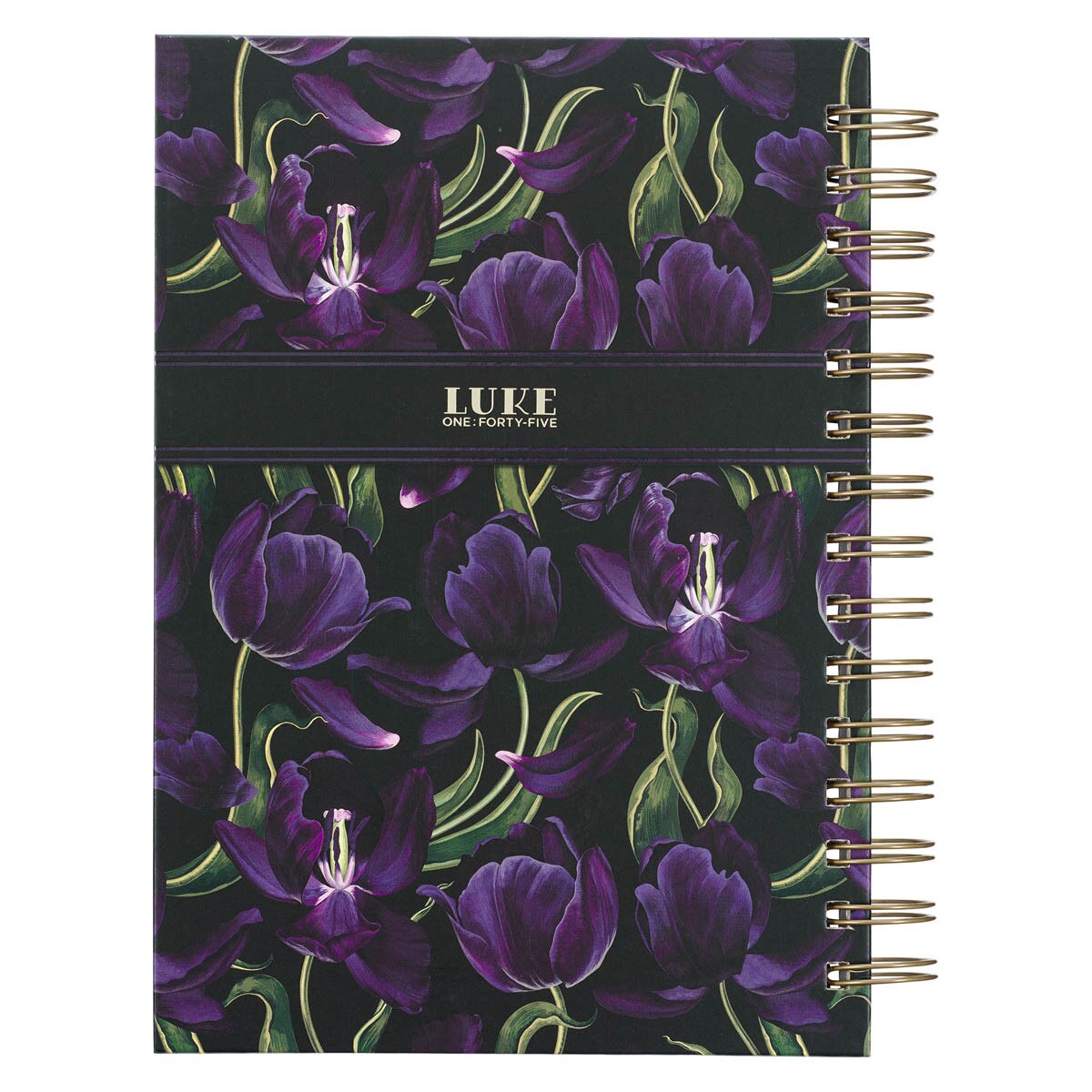 CAG JLW170 JOURNAL  SPIRAL-BOUND  BLACK/PURPLE  FLORAL BLESSED LUKE 1:45