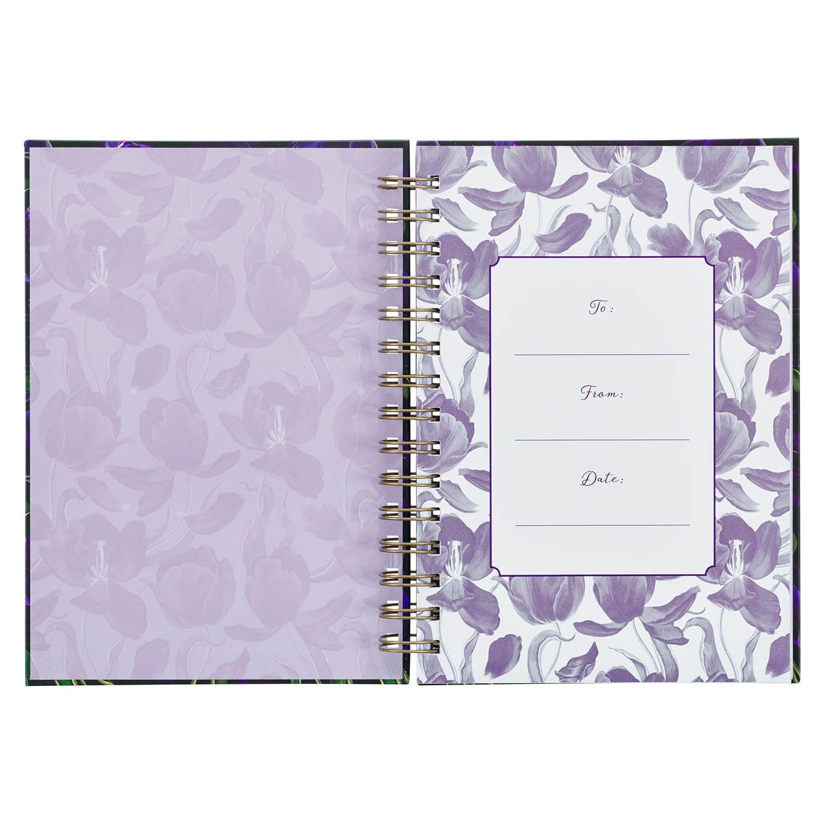 CAG JLW170 JOURNAL  SPIRAL-BOUND  BLACK/PURPLE  FLORAL BLESSED LUKE 1:45