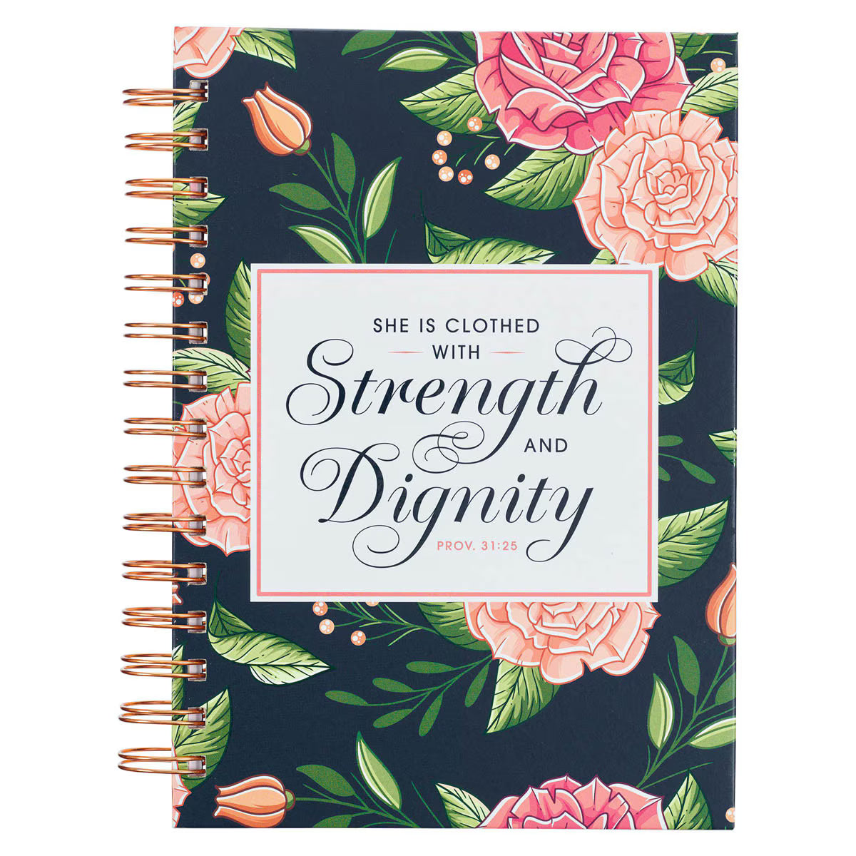 CAG JLW172 JOURNAL SPIRAL-BOUND NAVY FLORAL STRENGTH & DIGNITY PROV. 31:25