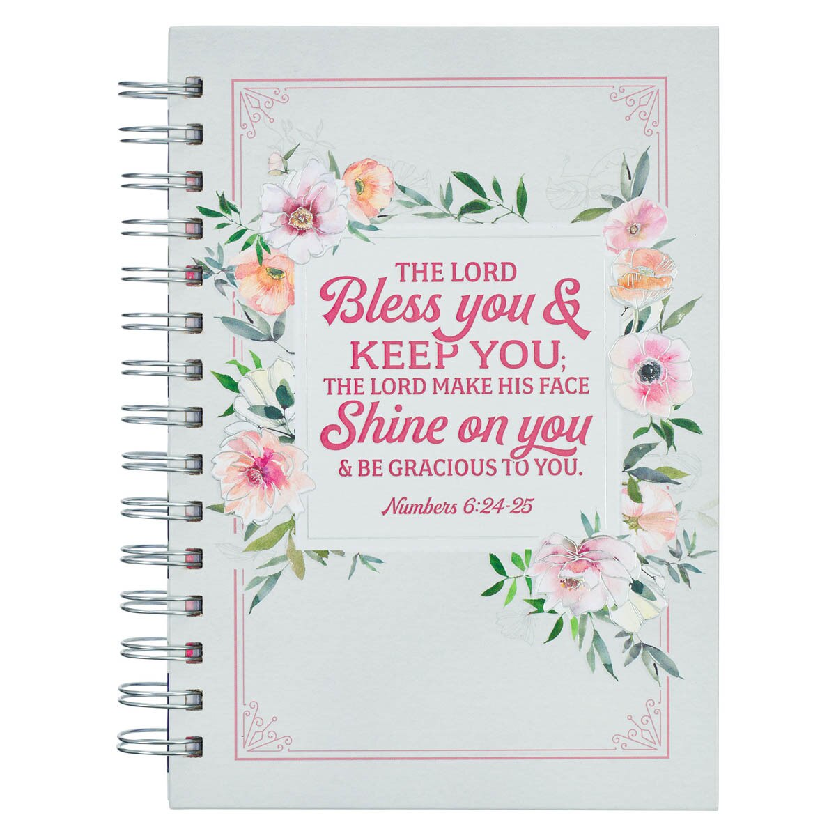 CAG JLW173 JOURNAL SPIRAL-BOUND FLORAL/STRIPES BLESS YOU NUM. 6:24-25