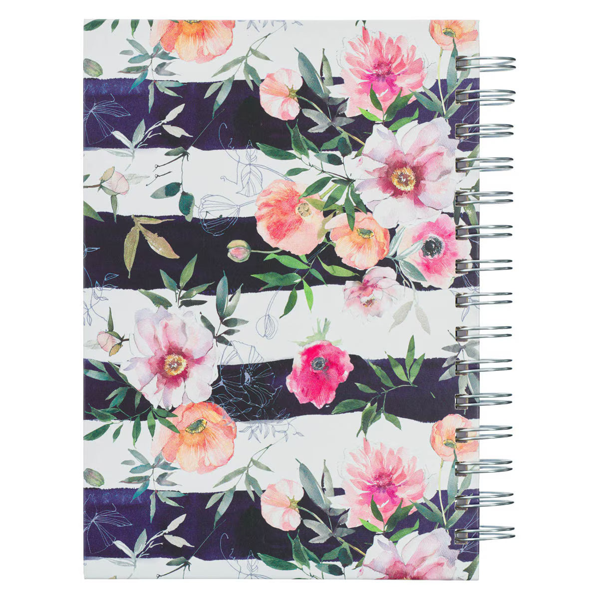 CAG JLW173 JOURNAL SPIRAL-BOUND FLORAL/STRIPES BLESS YOU NUM. 6:24-25