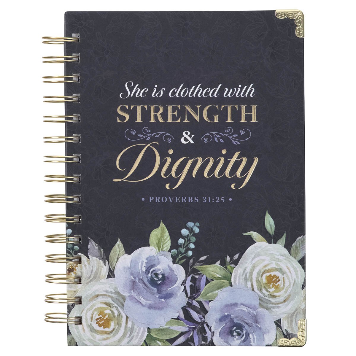CAG JLW179 JOURNAL SPIRAL-BOUND BLUE FLORAL STRENGTH & DIGNITY PROV. 31:25