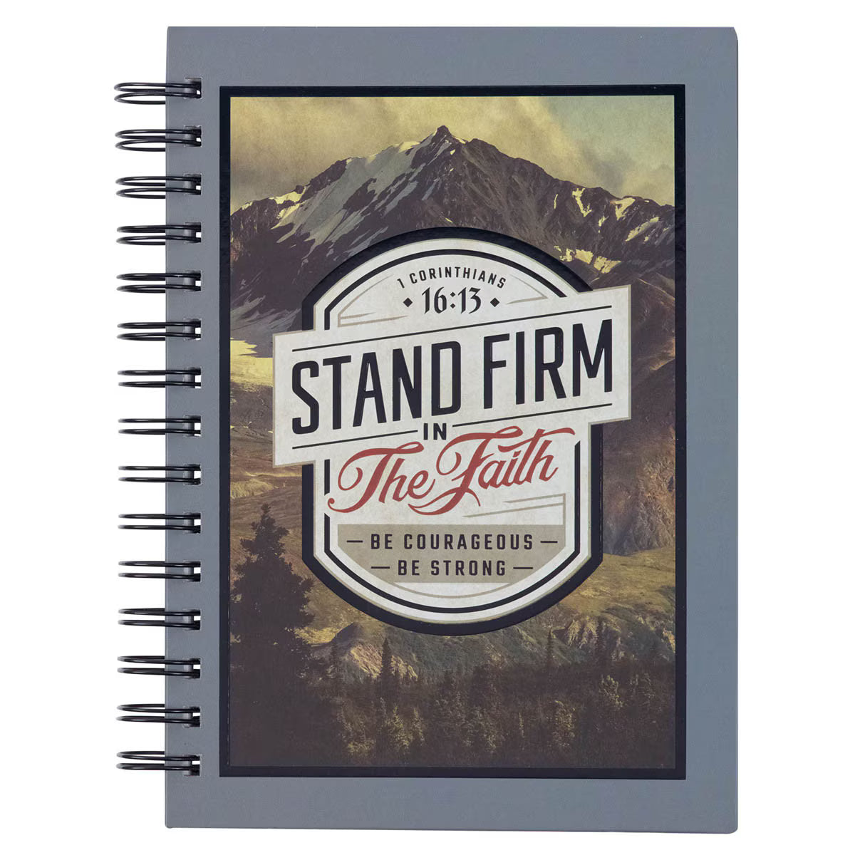 CAG JLW184 JOURNAL  SPIRAL-BOUND  GRAY  STAND  FIRM  1 COR. 16:13