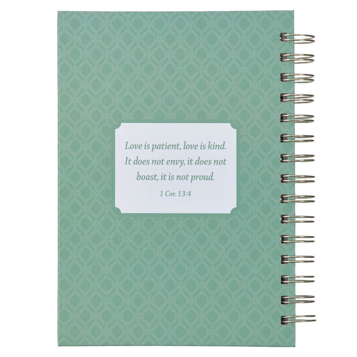 CAG JLW187 JOURNAL  SPIRAL-BOUND  GREEN  LOVE  1  COR. 13:4