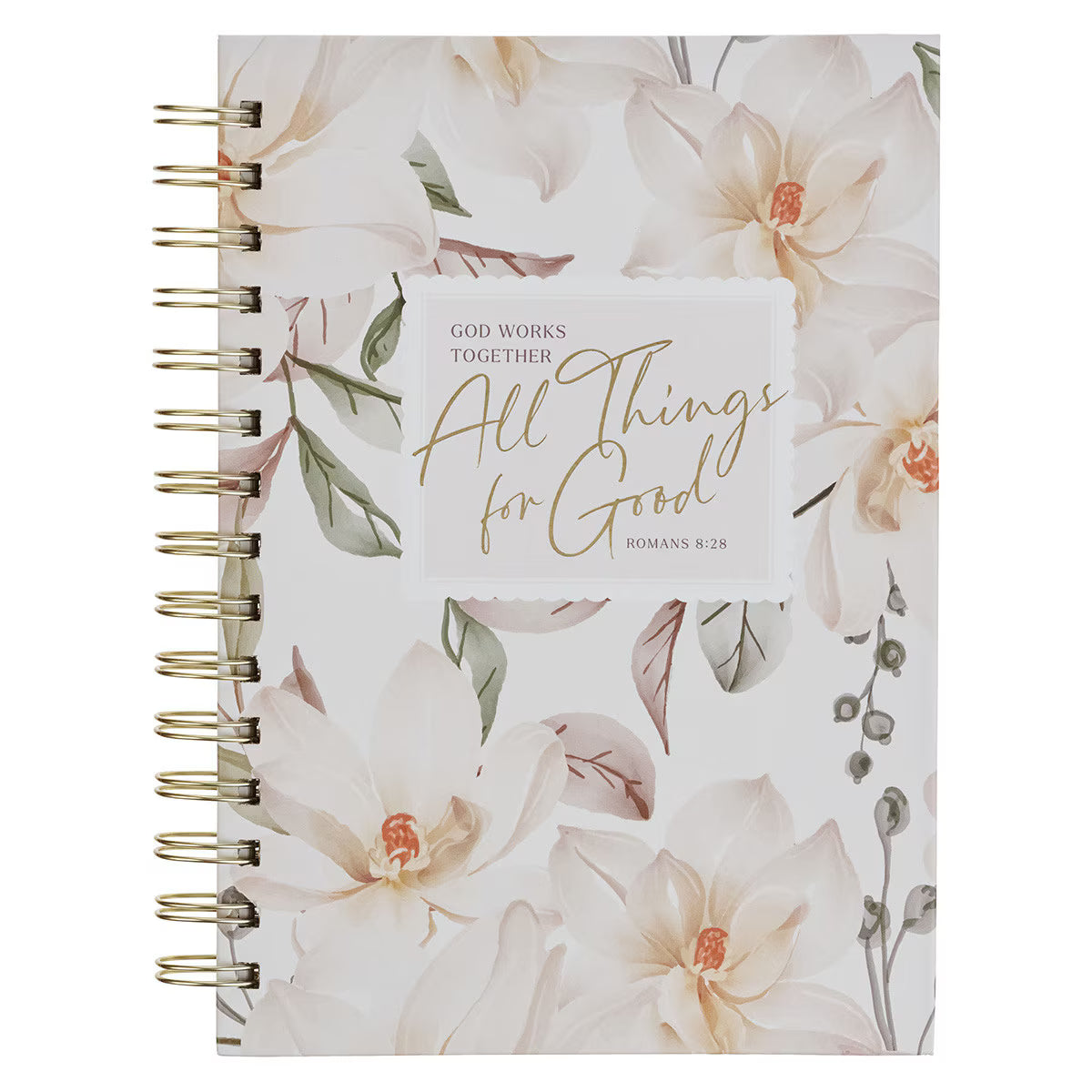 CAG JLW230 JOURNAL  SPIRAL-BOUND  WHITE  FLORAL  ALL THINGS FOR GOOD ROM. 8:27