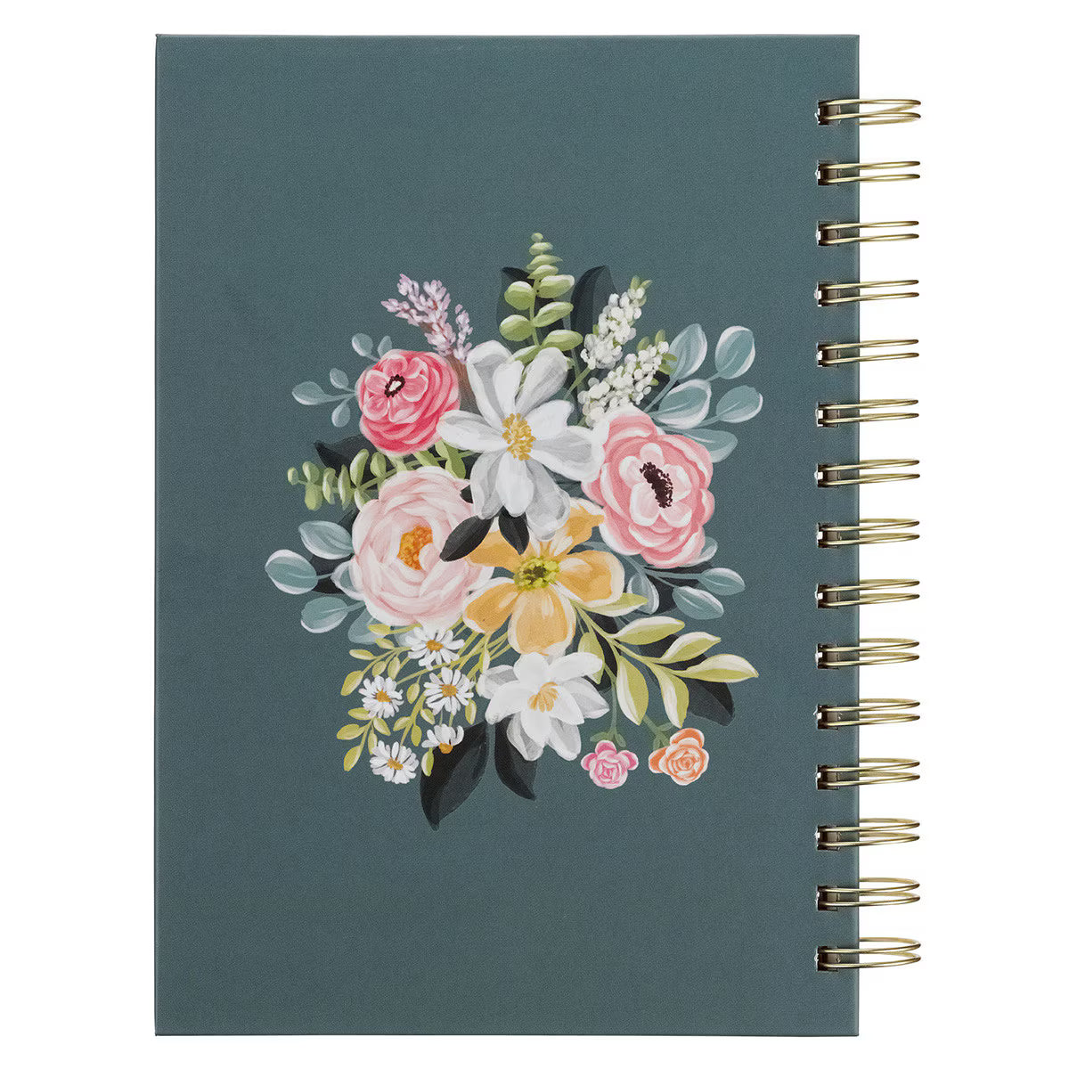 CAG JLW232 JOURNAL SPIRAL-BOUND TEAL FLORAL LOVE THE LORD MATT. 22:37
