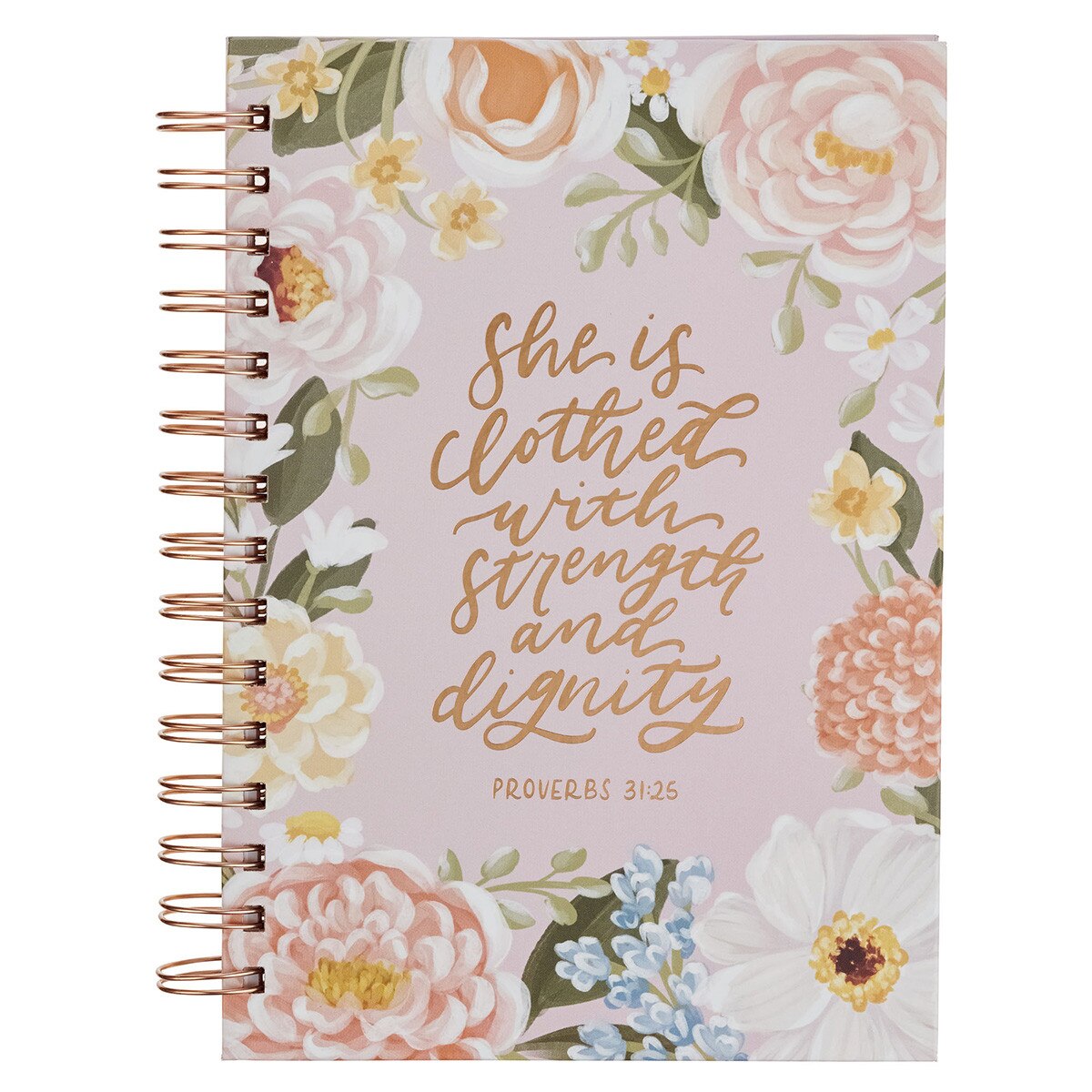 CAG JLW234 JOURNAL SPIRAL-BOUND PINK FLORAL STRENGTH & DIGNITY PROV. 31:25