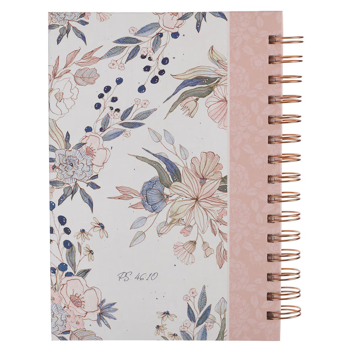 CAG JLW235 JOURNAL SPIRAL-BOUND PINK BLUE FLORAL BE STILL PS. 46:10