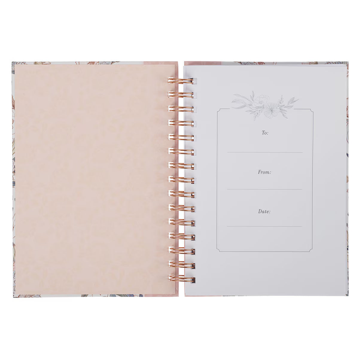 CAG JLW235 JOURNAL SPIRAL-BOUND PINK BLUE FLORAL BE STILL PS. 46:10