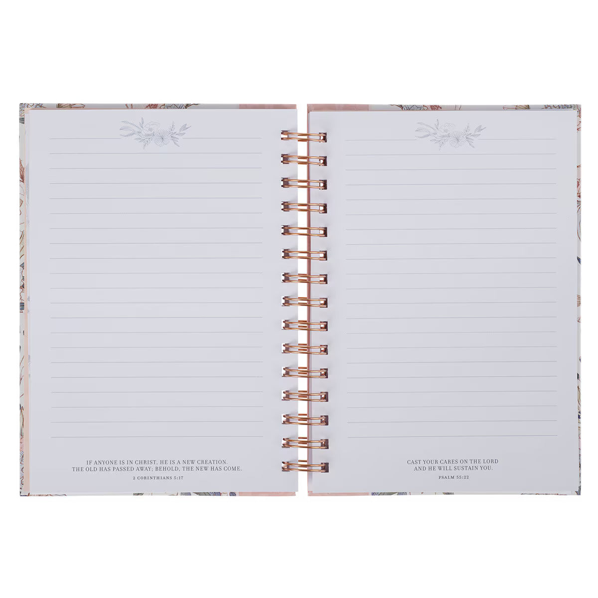 CAG JLW235 JOURNAL SPIRAL-BOUND PINK BLUE FLORAL BE STILL PS. 46:10