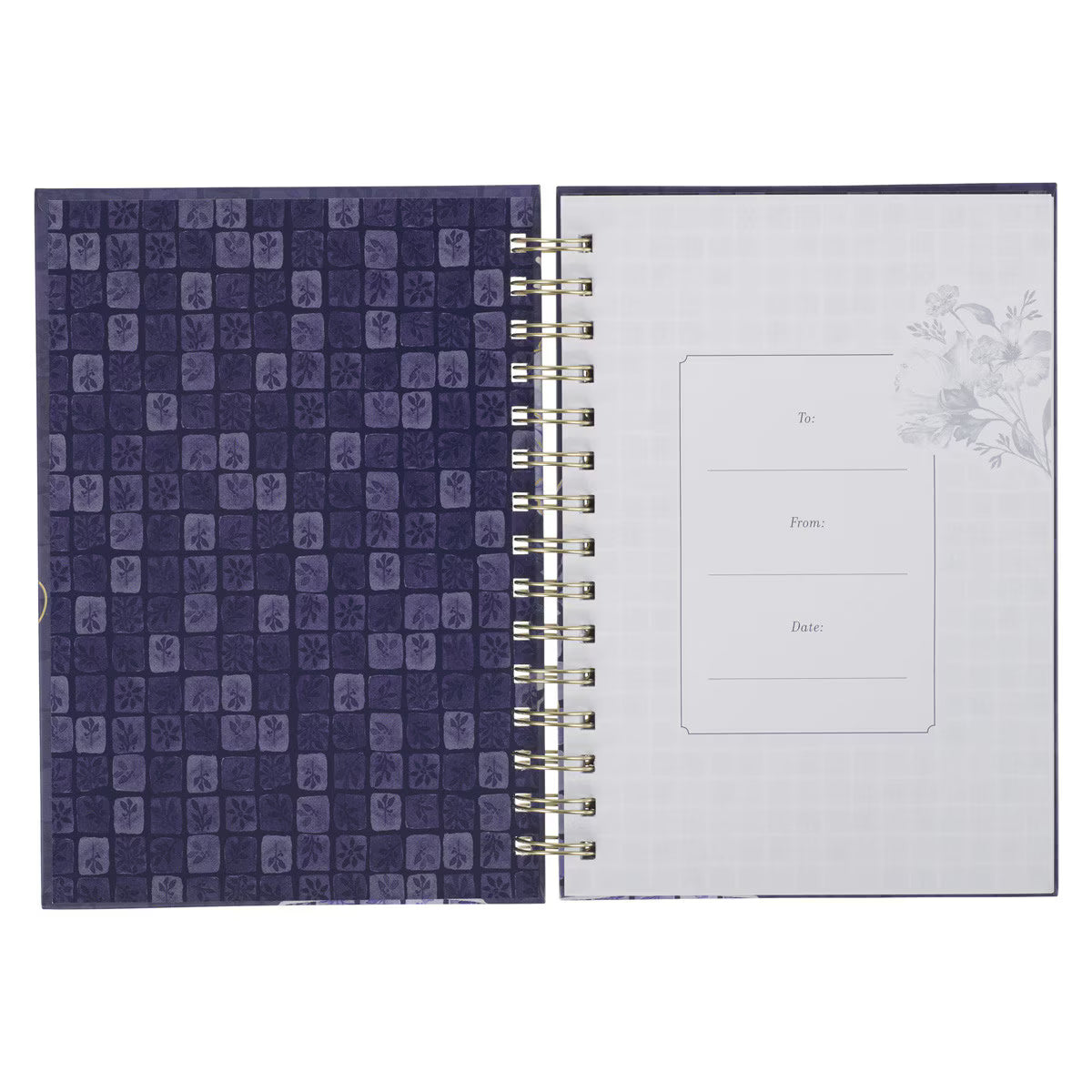CAG JLW236 JOURNAL  SPIRAL-BOUND  BLUE  FLORAL  GRACE EPH. 2:8