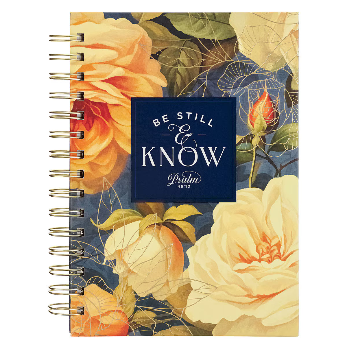 CAG JLW237 JOURNAL  SPIRAL-BOUND  BLUE  LG  FLORAL  BE STILL PS. 46:10