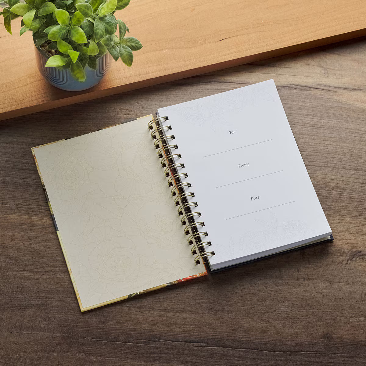 CAG JLW237 JOURNAL  SPIRAL-BOUND  BLUE  LG  FLORAL  BE STILL PS. 46:10