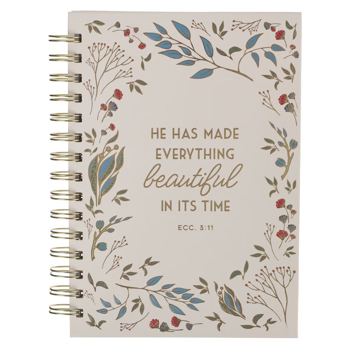 CAG JLW238 JOURNAL    SPIRAL-BOUND    IVORY    FLORAL EVERYTHING BEAUTIFUL ECC. 3:11