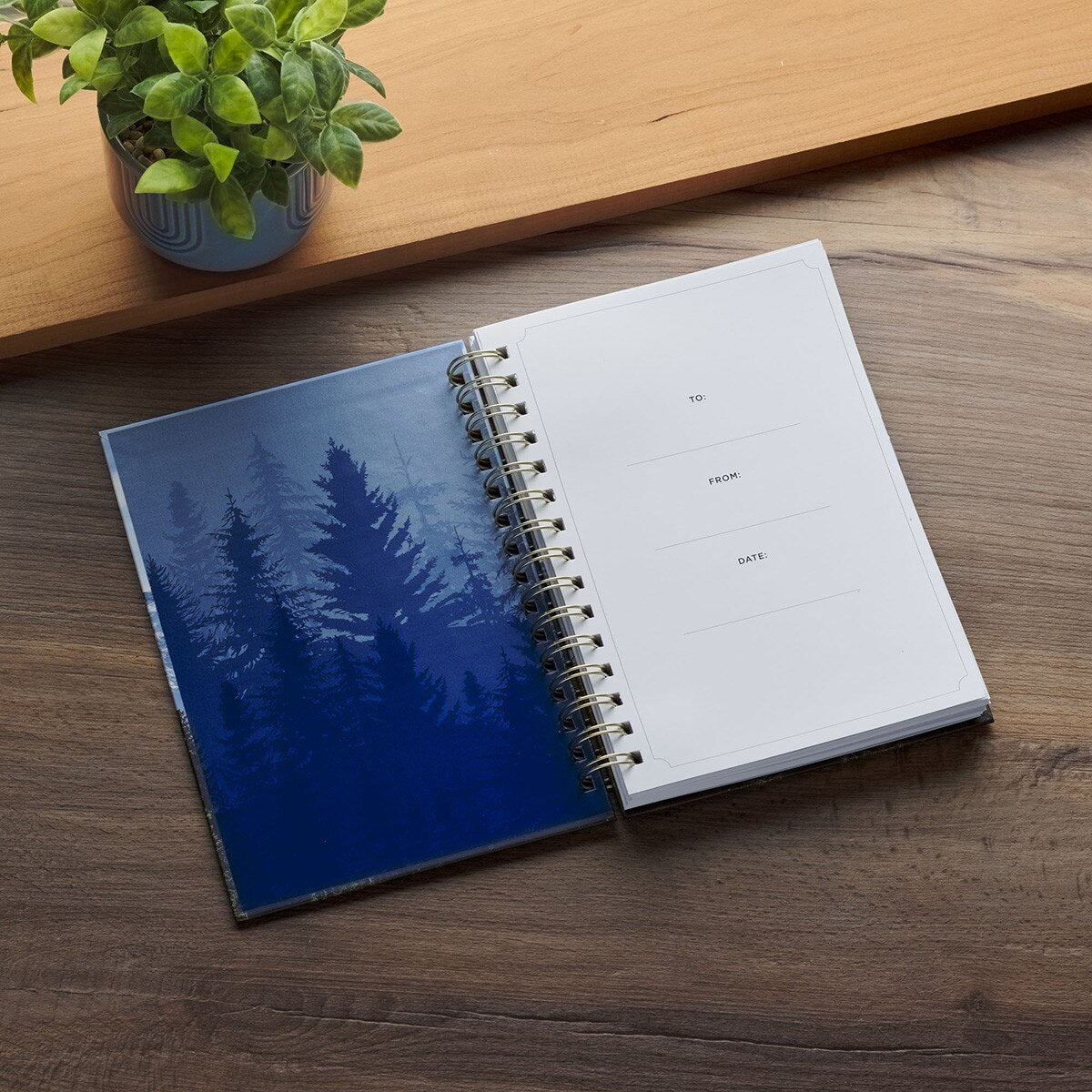 CAG JLW239 JOURNAL  SPIRAL-BOUND TREES  BE  STRONG  & COURAGEOUS JOSH. 1:9