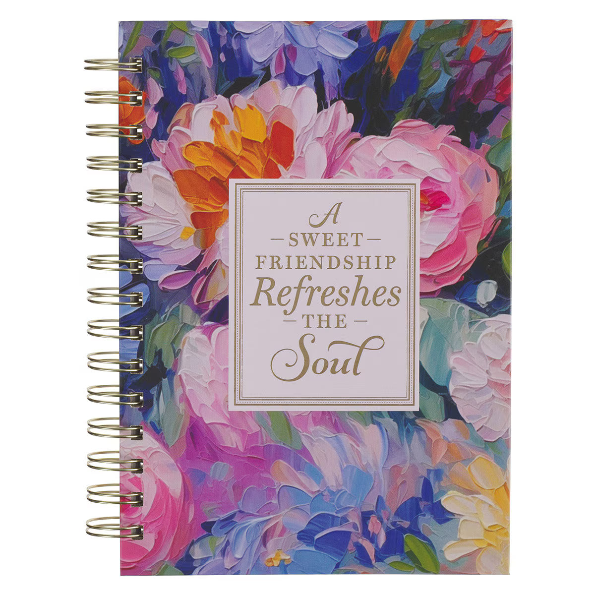 CAG JLW240 JOURNAL SPIRAL-BOUND MULTI PAINTED FLORAL SWEET FRIENDSHIP