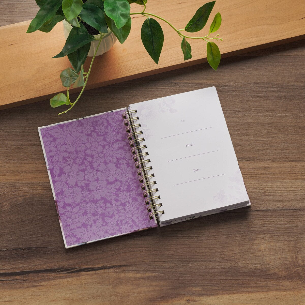 CAG JLW245 JOURNAL    SPIRAL-BOUND    PURPLE    FLORAL STRENGTH & DIGNITY PROV. 31:25