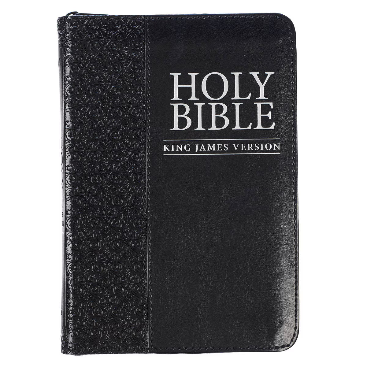 CAG KJV007 KJV  BIBLE  COMPACT  FAUX  LEATHER,  BLACK W/ZIPPER