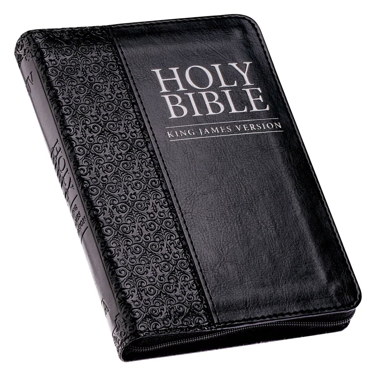 CAG KJV007 KJV  BIBLE  COMPACT  FAUX  LEATHER,  BLACK W/ZIPPER