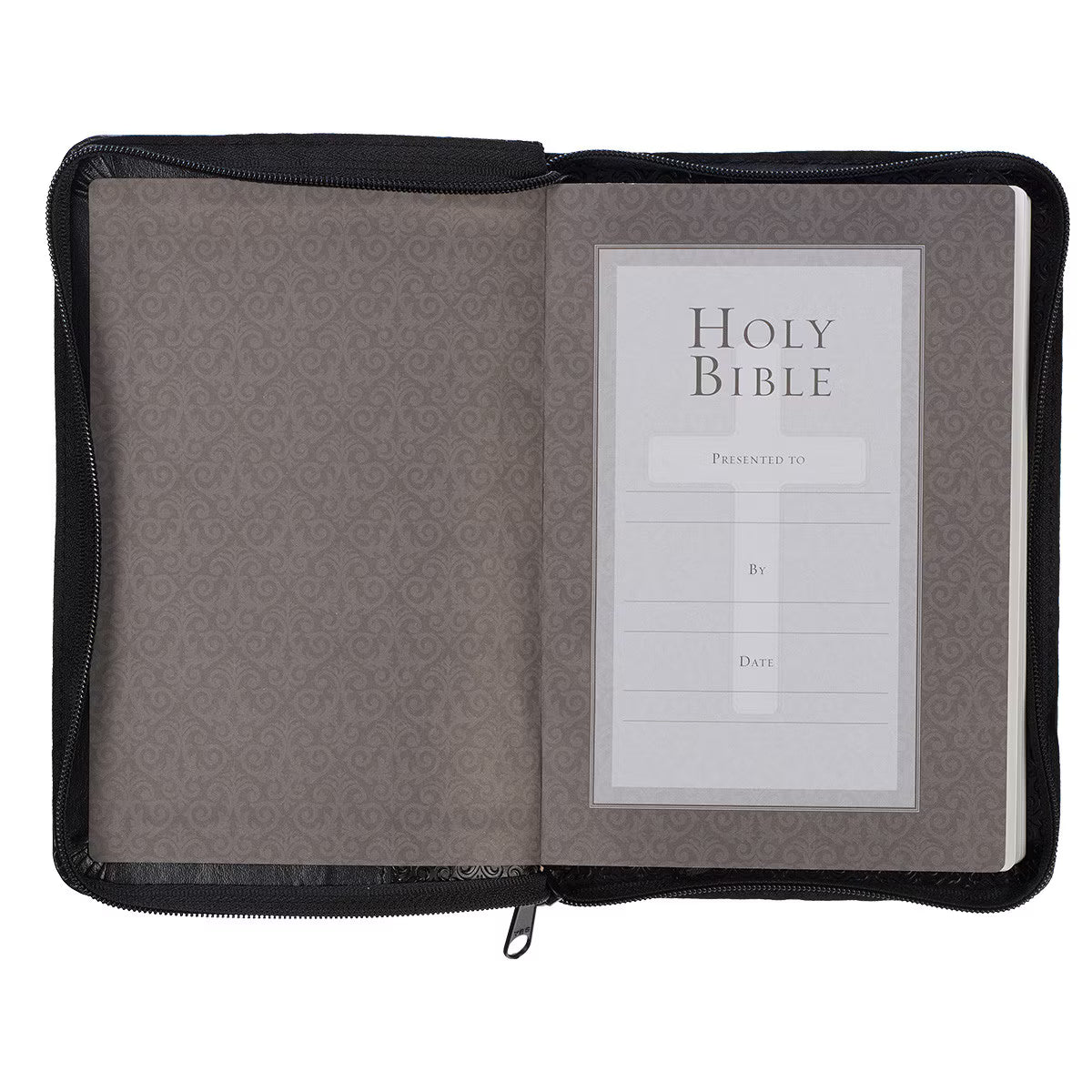 CAG KJV007 KJV  BIBLE  COMPACT  FAUX  LEATHER,  BLACK W/ZIPPER