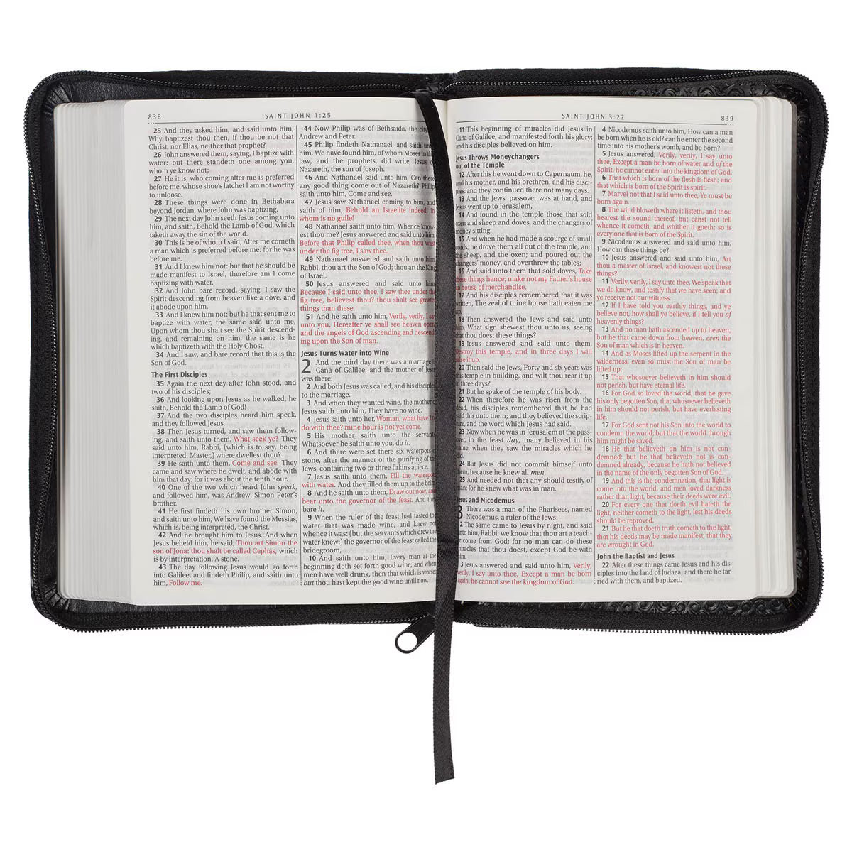 CAG KJV007 KJV  BIBLE  COMPACT  FAUX  LEATHER,  BLACK W/ZIPPER