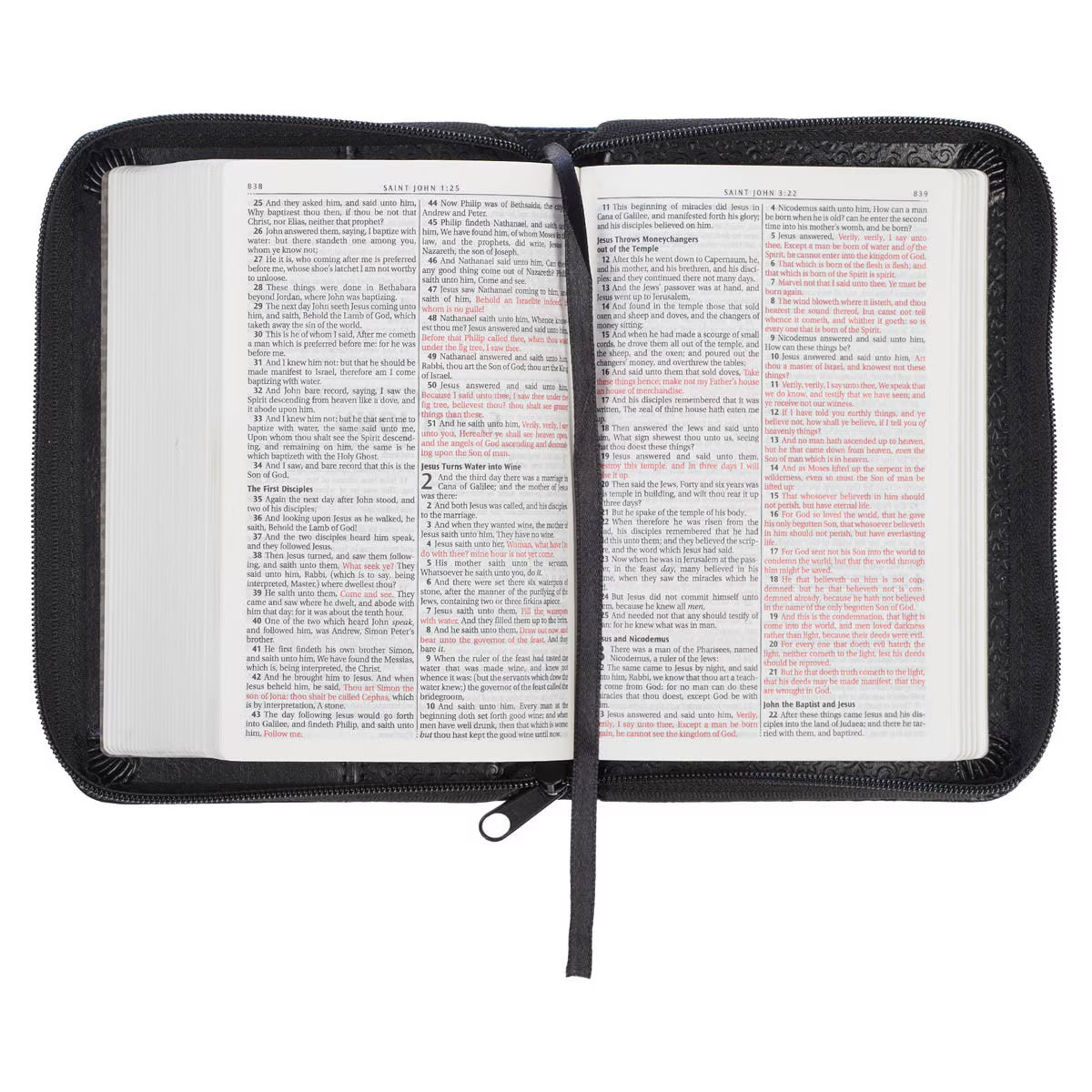 CAG KJV015 KJV BIBLE MINI POCKET FAUX LEATHER, BLACK W/ZIPPER