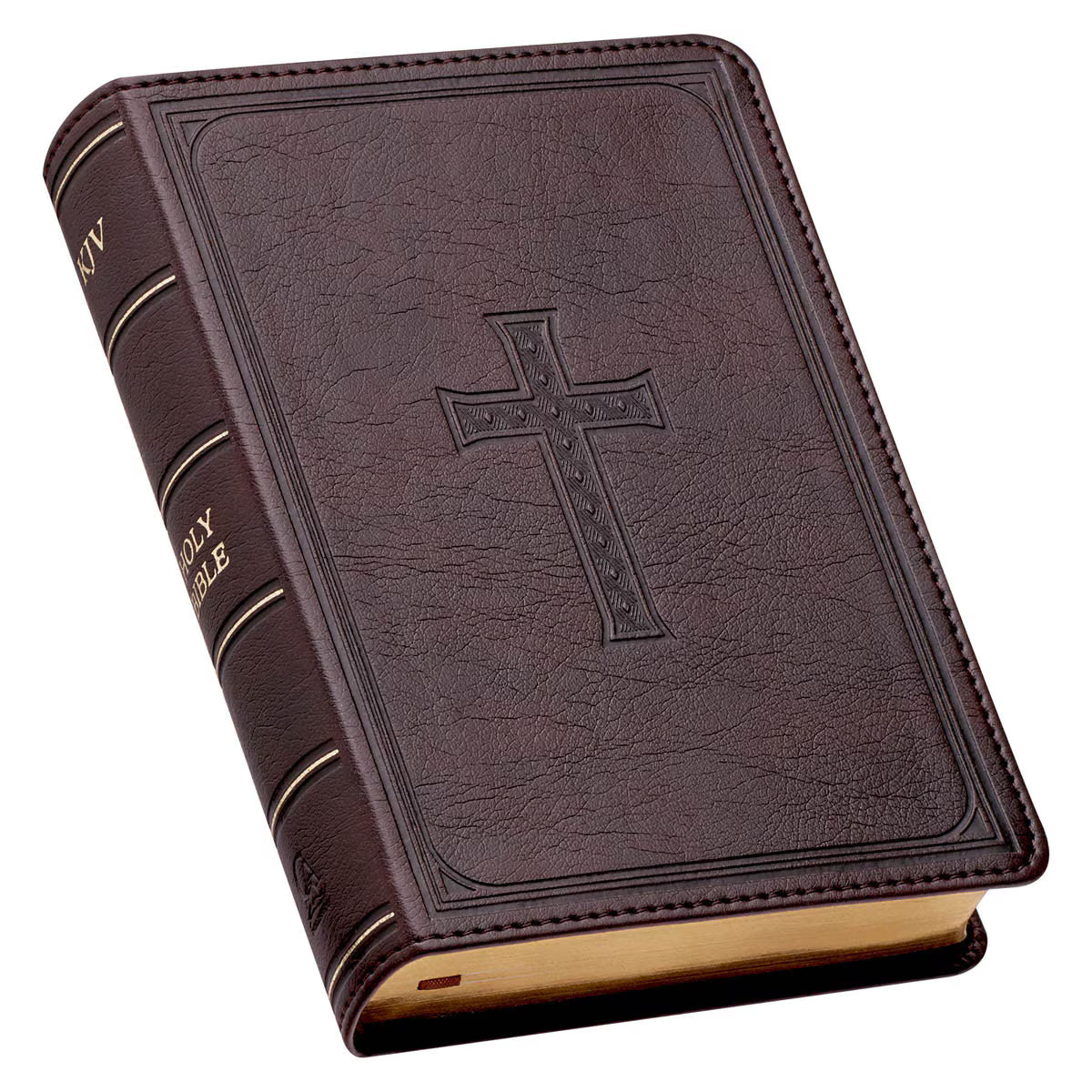 CAG KJV082 KJV BIBLE COMPACT LP FAUX LEATHER, DARK BROWN