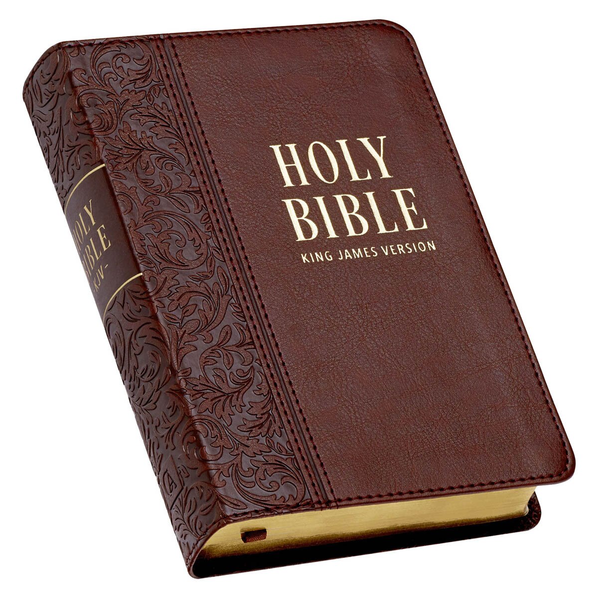 CAG KJV132 KJV  BIBLE  COMPACT  LP  FAUX  LEATHER, MEDIUM BROWN
