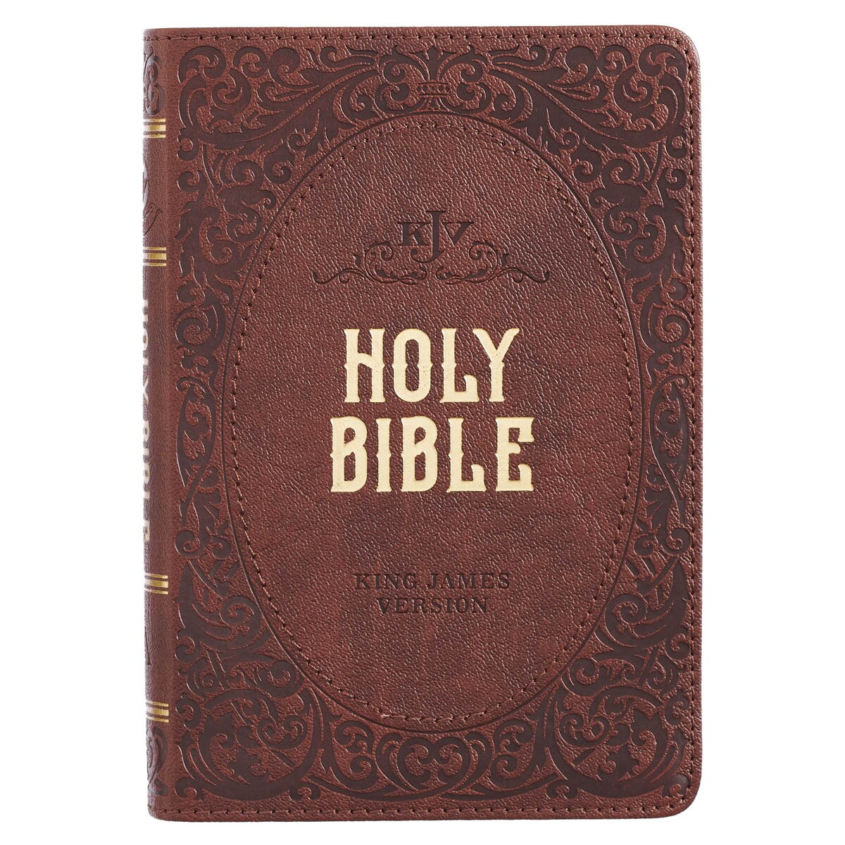 CAG KJV142 KJV   BIBLE   COMPACT   FAUX   LEATHER, CHESTNUT BROWN