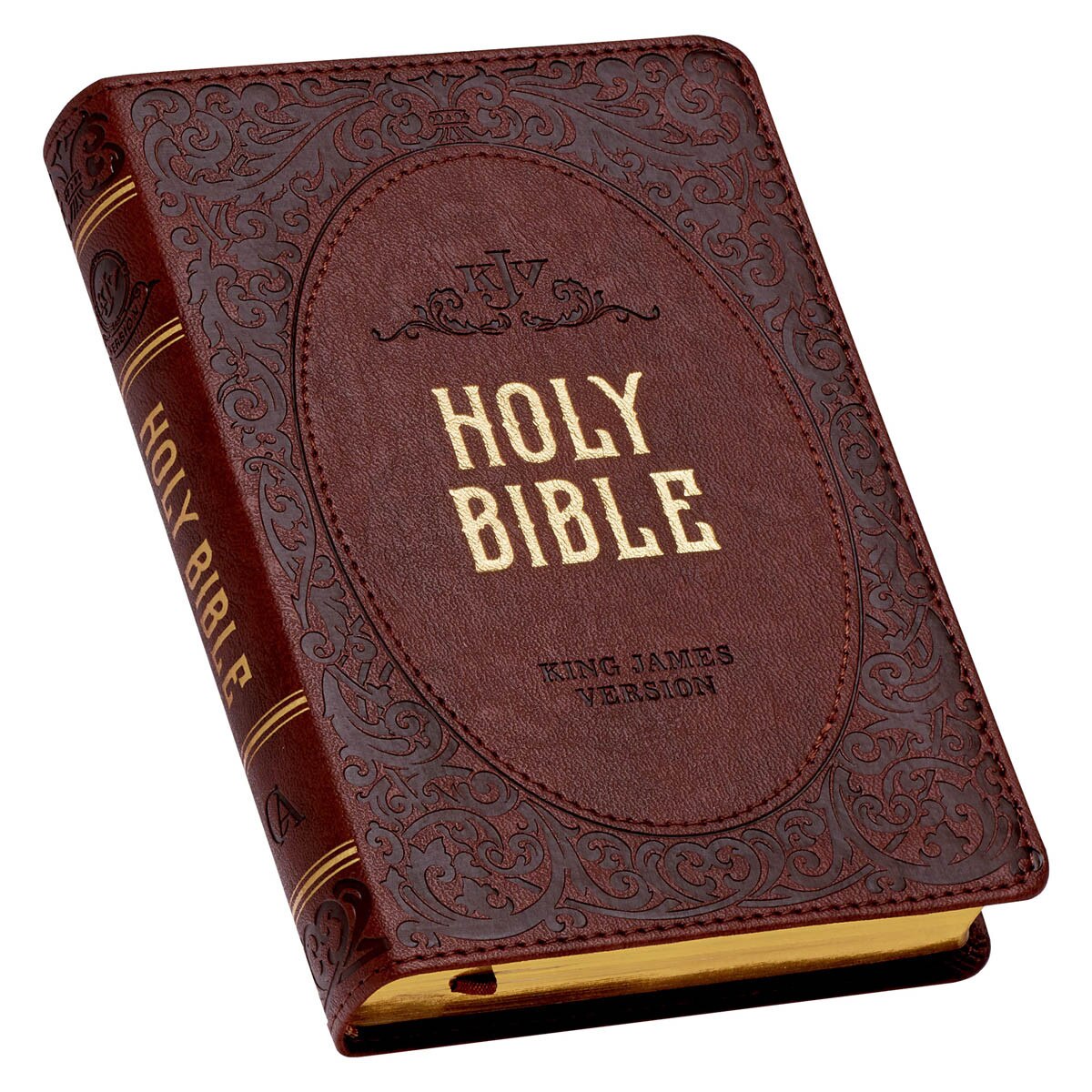 CAG KJV142 KJV   BIBLE   COMPACT   FAUX   LEATHER, CHESTNUT BROWN