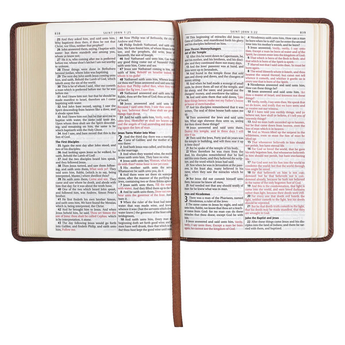 CAG KJV142 KJV   BIBLE   COMPACT   FAUX   LEATHER, CHESTNUT BROWN