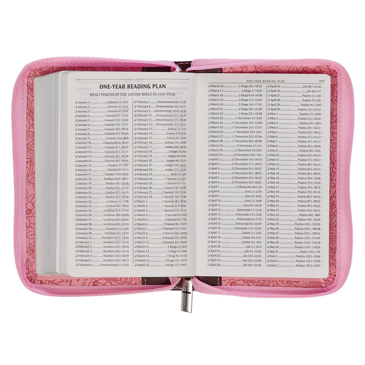 CAG KJV170 KJV BIBLE MINI POCKET FAUX LEATHER, PINK/ SADDLE TAN W/ZIPPER