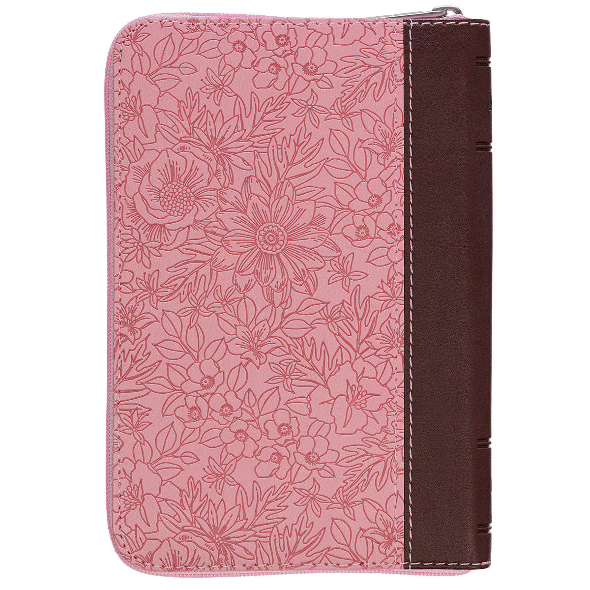 CAG KJV170 KJV BIBLE MINI POCKET FAUX LEATHER, PINK/ SADDLE TAN W/ZIPPER
