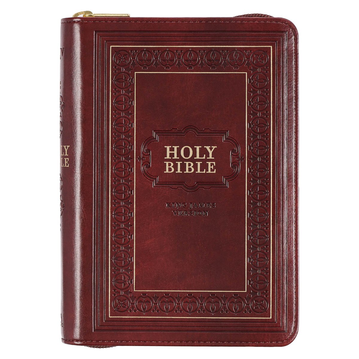 CAG KJV171 KJV  BIBLE  COMPACT  LP  FAUX  LEATHER, BURGUNDY W/ZIPPER