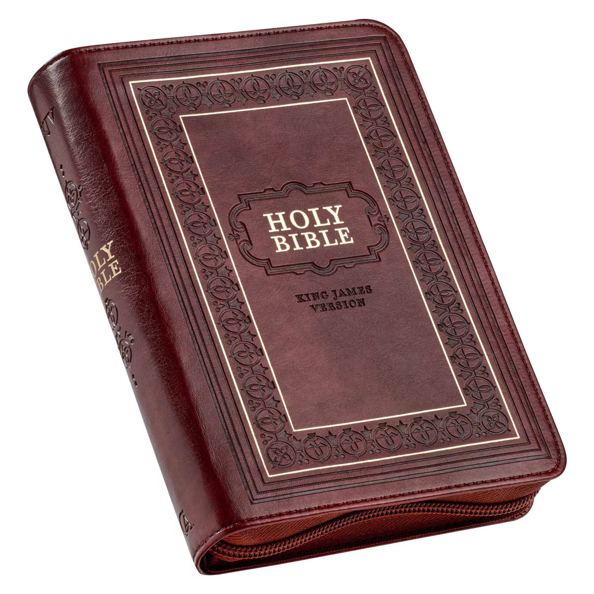 CAG KJV171 KJV  BIBLE  COMPACT  LP  FAUX  LEATHER, BURGUNDY W/ZIPPER