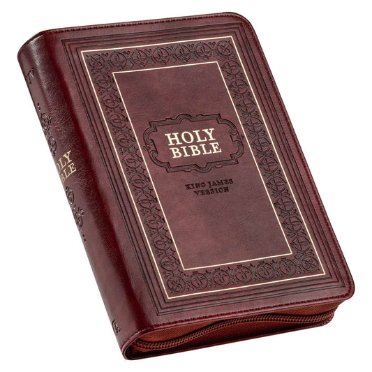 CAG KJV171 KJV  BIBLE  COMPACT  LP  FAUX  LEATHER, BURGUNDY W/ZIPPER
