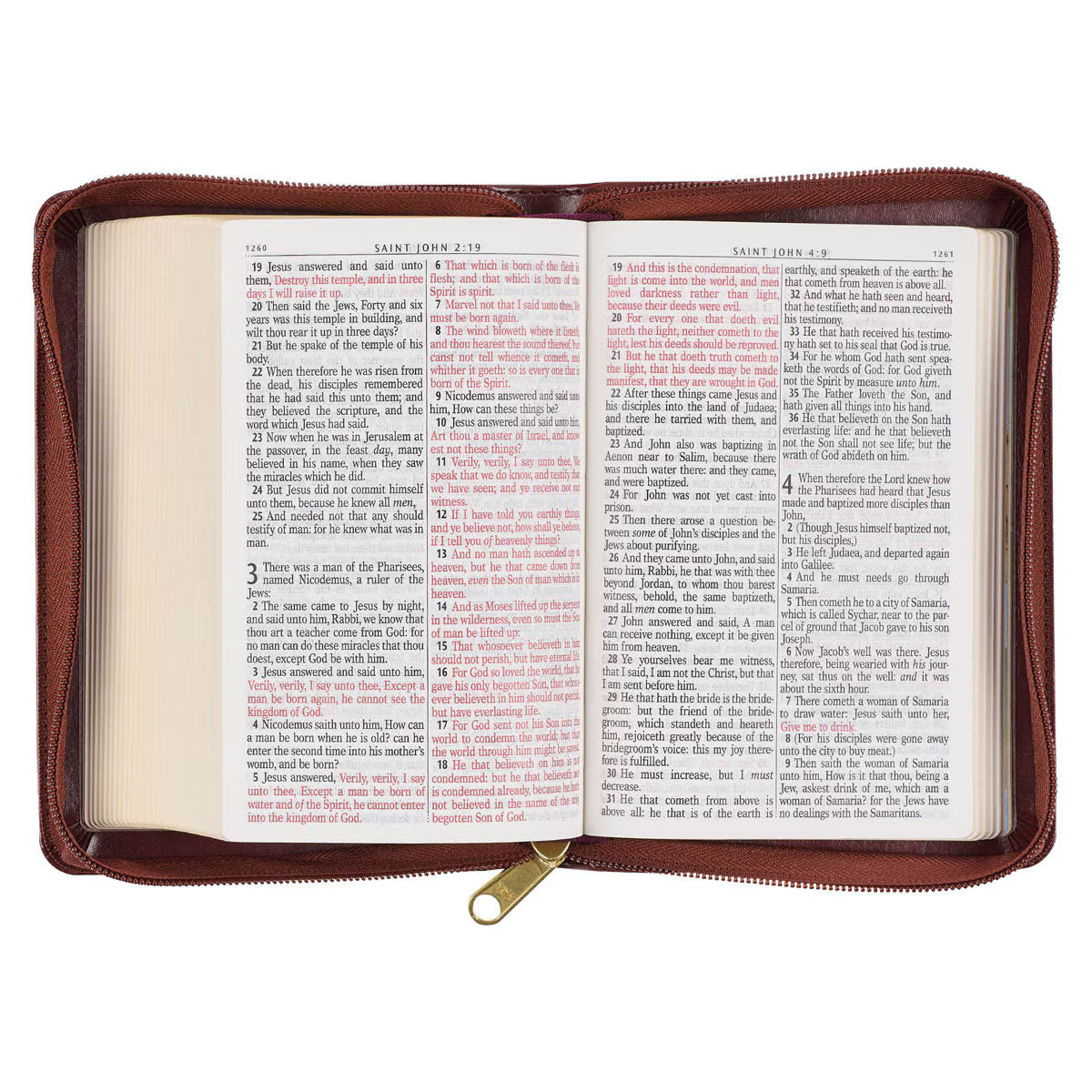 CAG KJV171 KJV  BIBLE  COMPACT  LP  FAUX  LEATHER, BURGUNDY W/ZIPPER