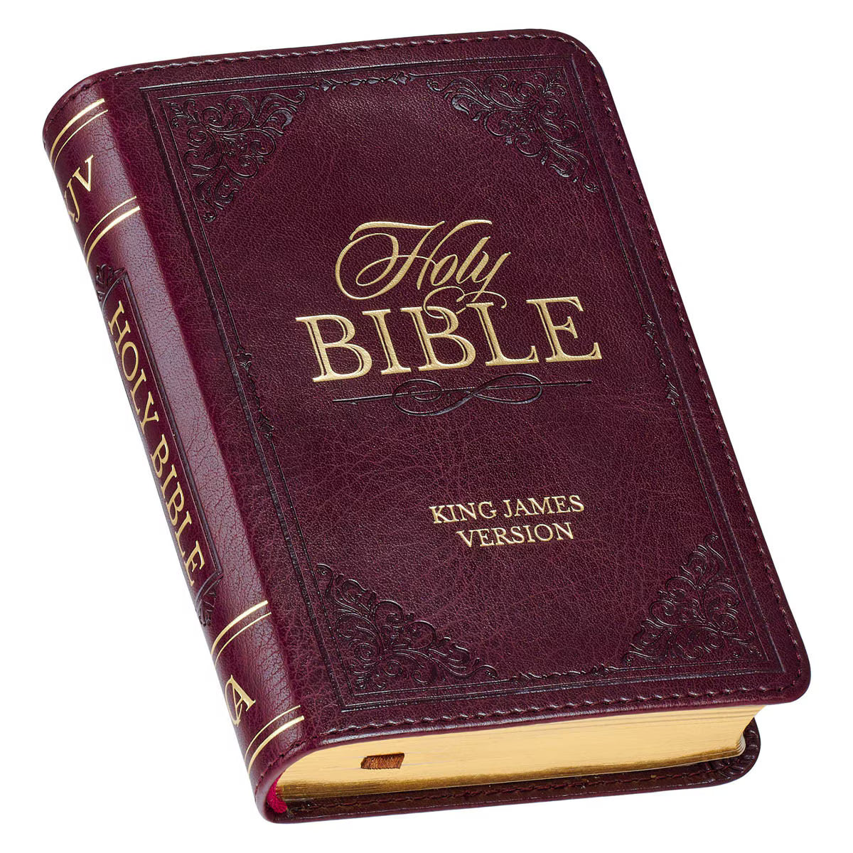 CAG KJV204 KJV  BIBLE  MINI  POCKET  FAUX  LEATHER, BURGUNDY