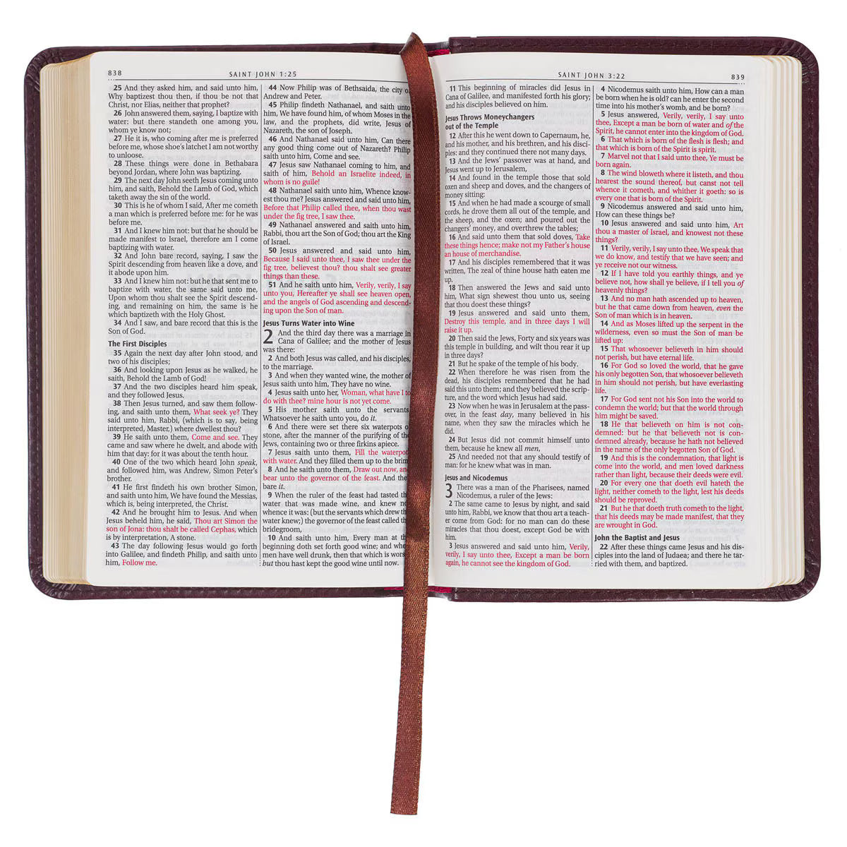 CAG KJV204 KJV  BIBLE  MINI  POCKET  FAUX  LEATHER, BURGUNDY